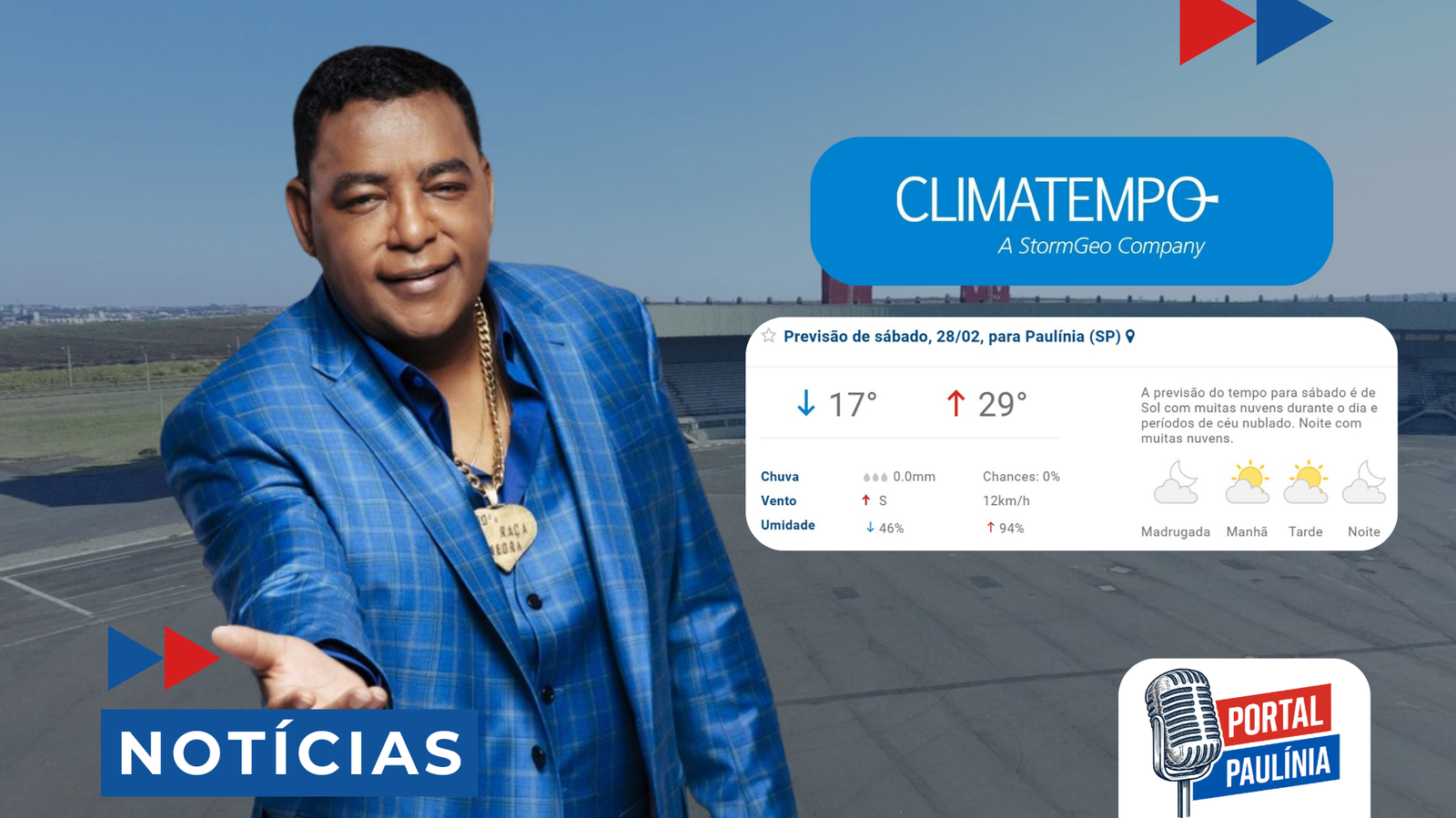 Show do Raça Negra em Paulínia previsão indica tempo firme para a festa de 62 anos 2026